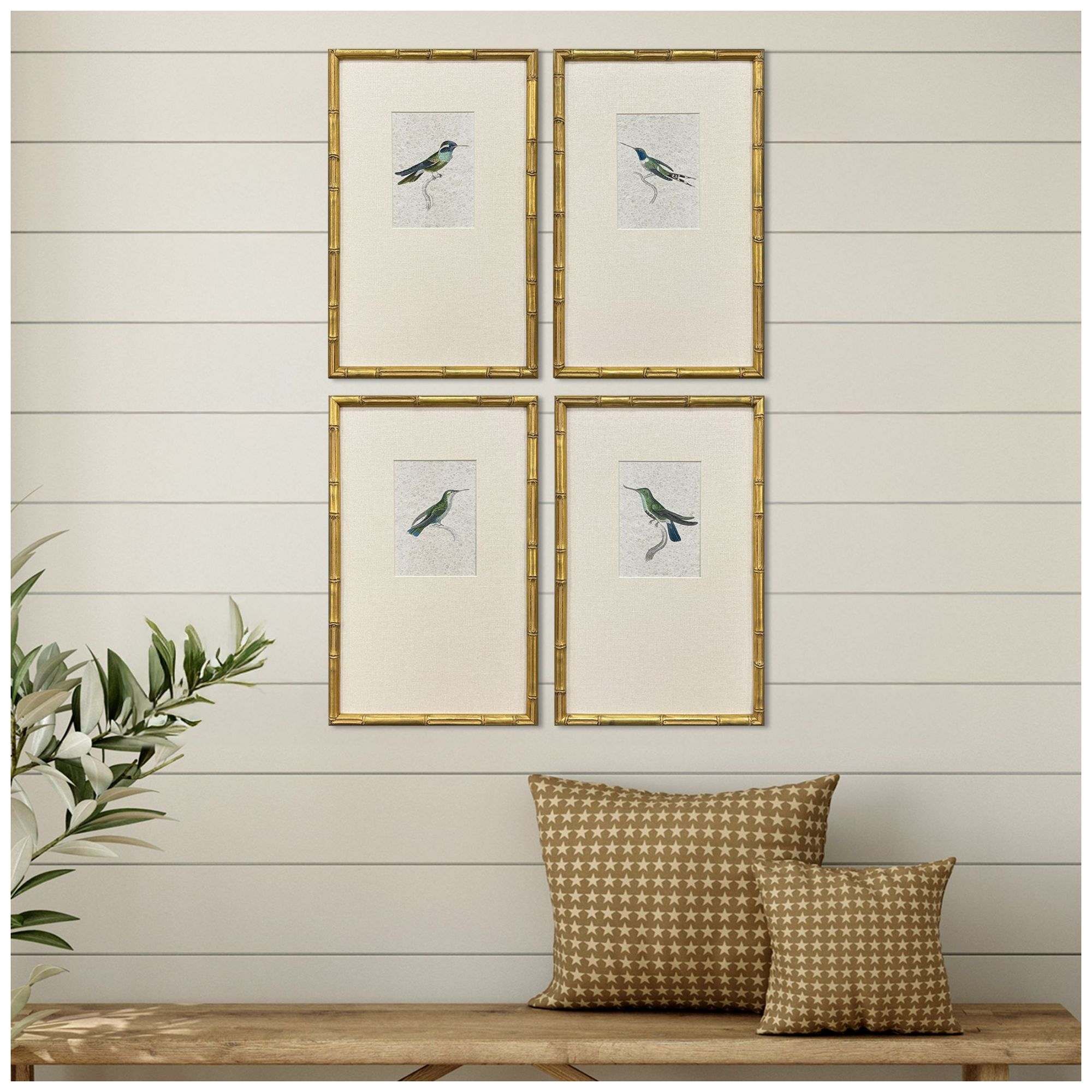 Image 4 Antique Hummingbirds 12"W x 19"H Traditional Framed Art Set of 4 more views