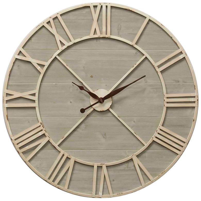Image 1 Antique Ivory and Driftwood Wall Clock