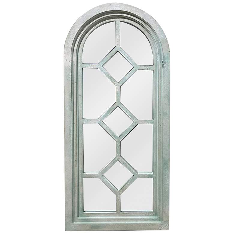 Image 1 Antique Light Green 20 inch x 43 1/2 inch Arch Wall Mirror