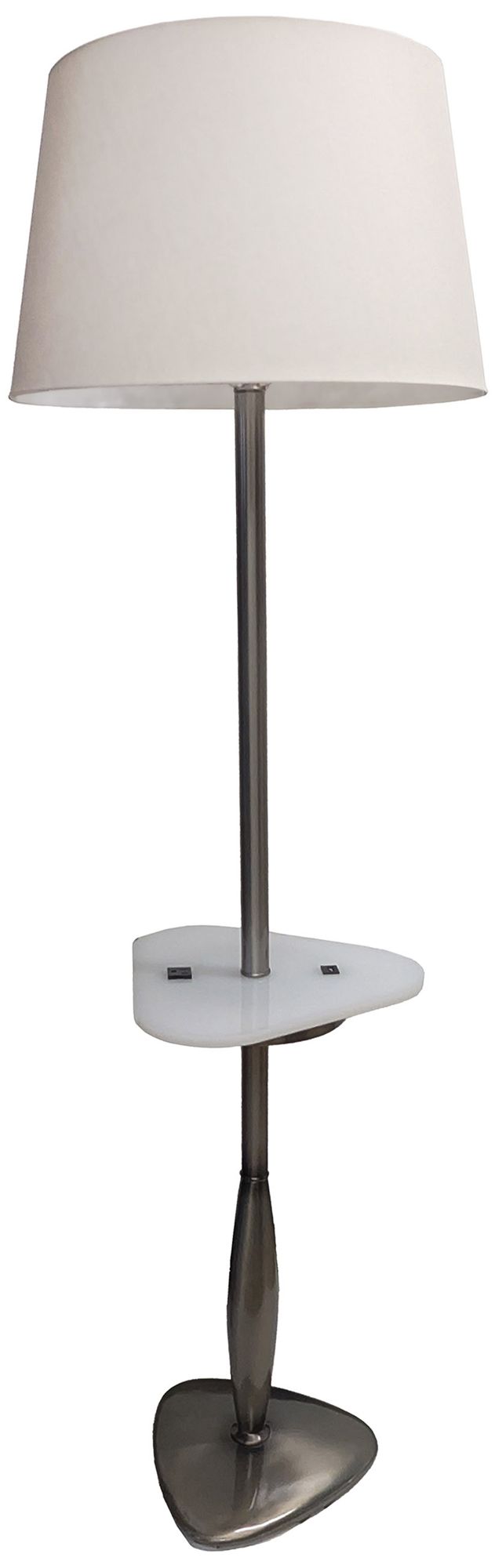 Image Antique Nickel/Opal Acrylic Tray Floor Lamp