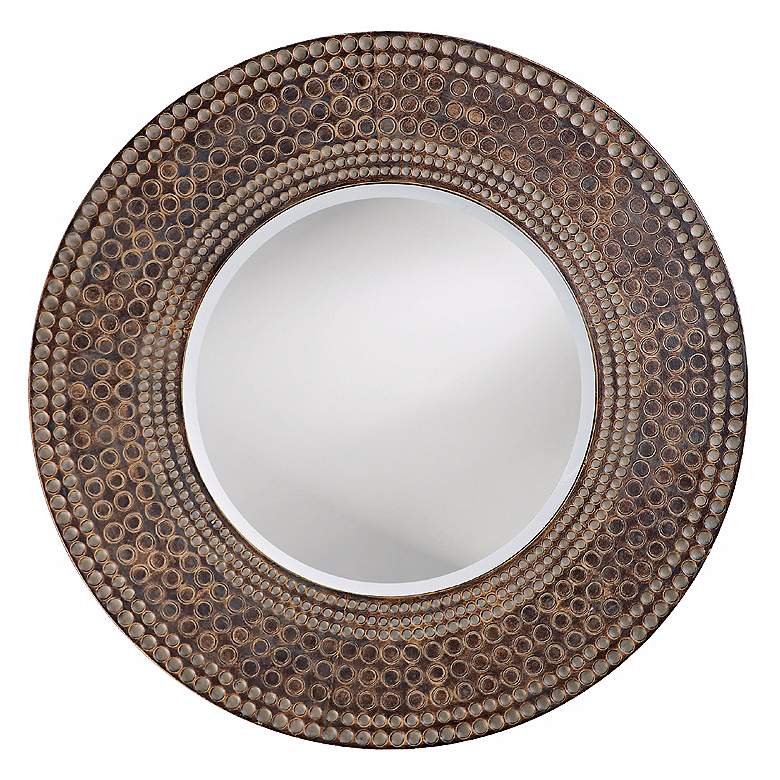 Image 1 Antique Oak and Maple Finish 35 inch Round Wall Mirror