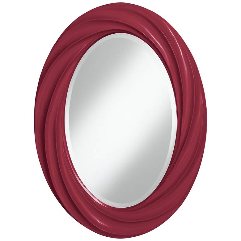 Image 1 Antique Red 30 inch High Oval Twist Wall Mirror