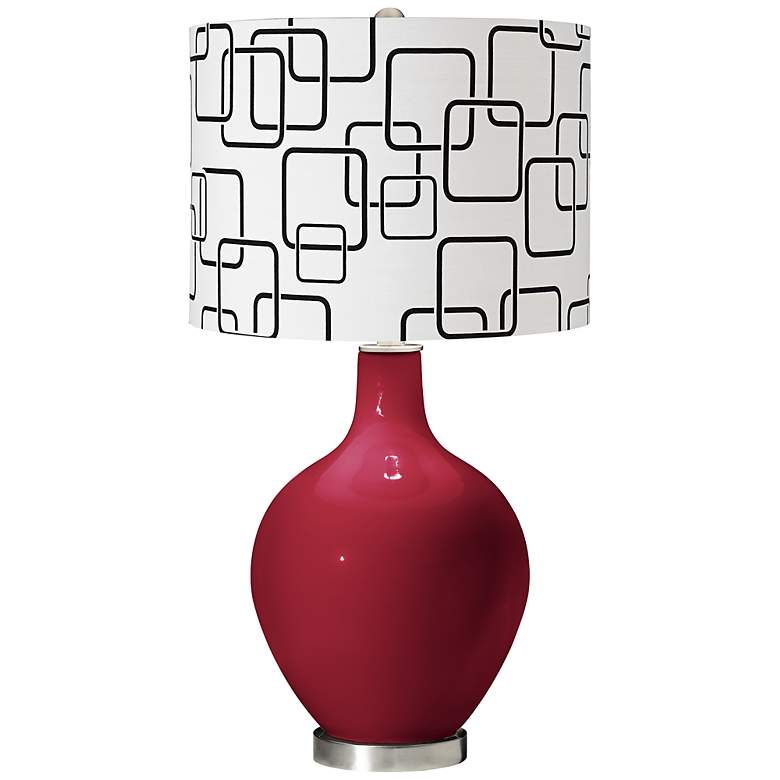 Image 1 Antique Red Abstract Rectangle Shade Ovo Table Lamp