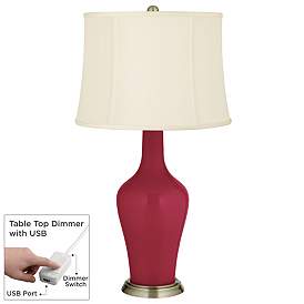 Image1 of Antique Red Anya Table Lamp with Dimmer