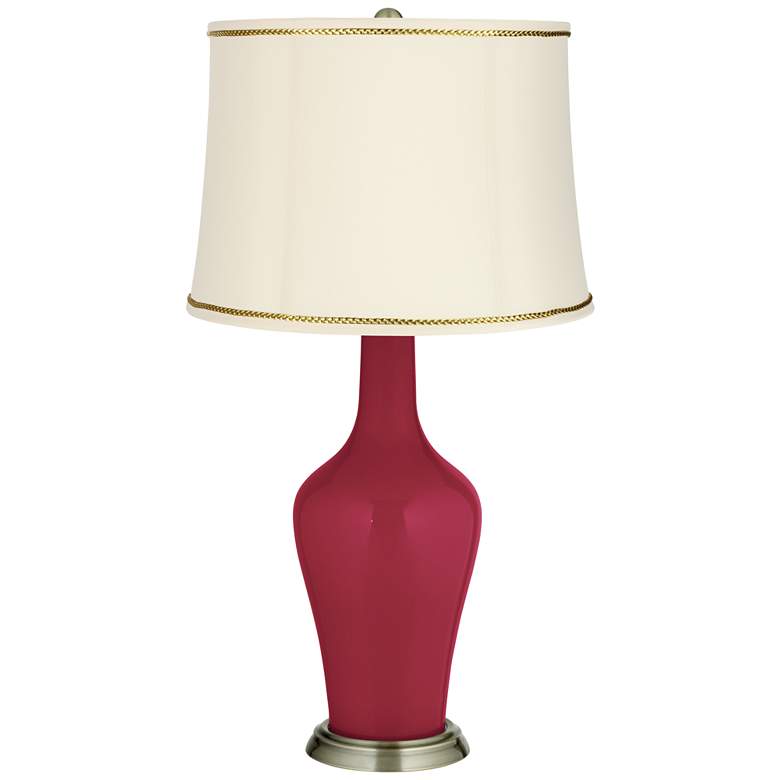 Image 1 Antique Red Anya Table Lamp with President&#39;s Braid Trim