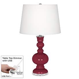 Image1 of Antique Red Apothecary Table Lamp with Dimmer