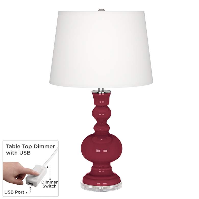 Image 1 Antique Red Apothecary Table Lamp with Dimmer