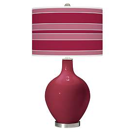 Image1 of Antique Red Bold Stripe Ovo Table Lamp