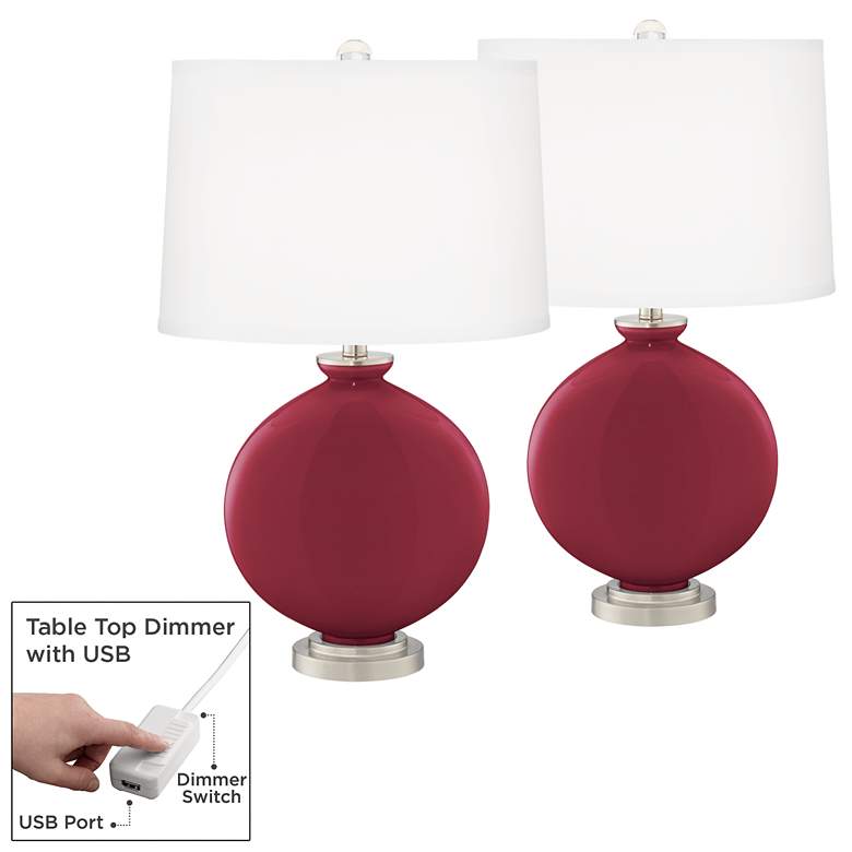 Image 1 Antique Red Carrie Table Lamp Set of 2 with Dimmers