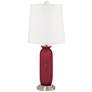 Antique Red Carrie Table Lamp Set of 2 with Dimmers
