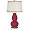 Antique Red Double Gourd Table Lamp with Rhinestone Lace Trim
