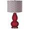 Antique Red Gray Pleated Drum Shade Double Gourd Table Lamp