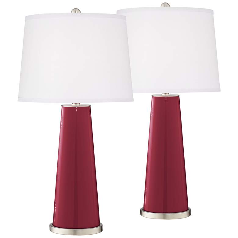 Image 2 Antique Red Leo Table Lamp Set of 2 with Dimmers