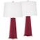 Antique Red Leo Table Lamp Set of 2 with Dimmers