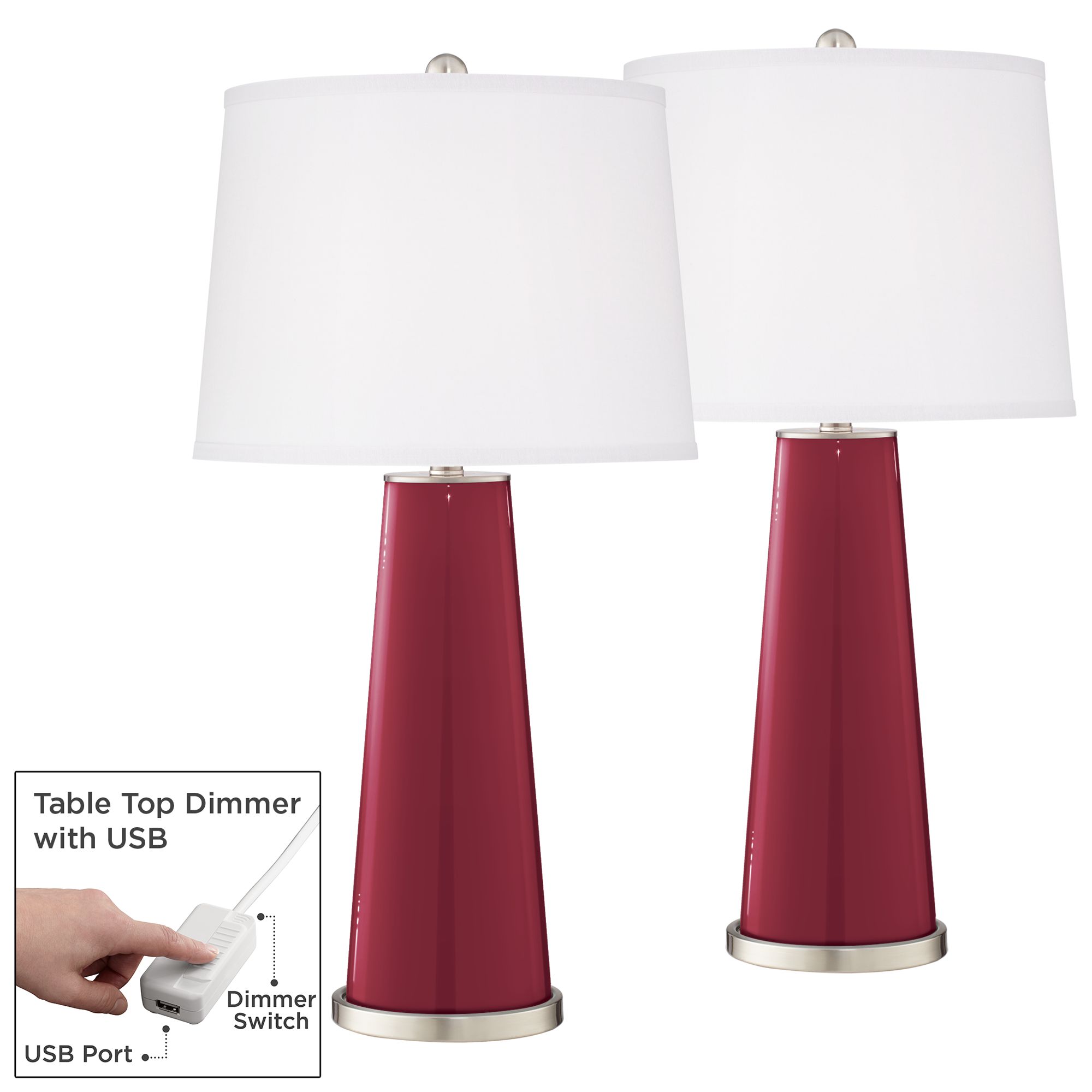 Image Antique Red Leo Table Lamp Set of 2 with Dimmers