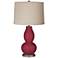 Antique Red Linen Drum Shade Double Gourd Table Lamp