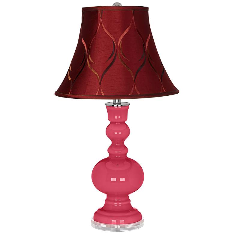 Image 1 Antique Red Merlot Bell Shade Apothecary Table Lamp