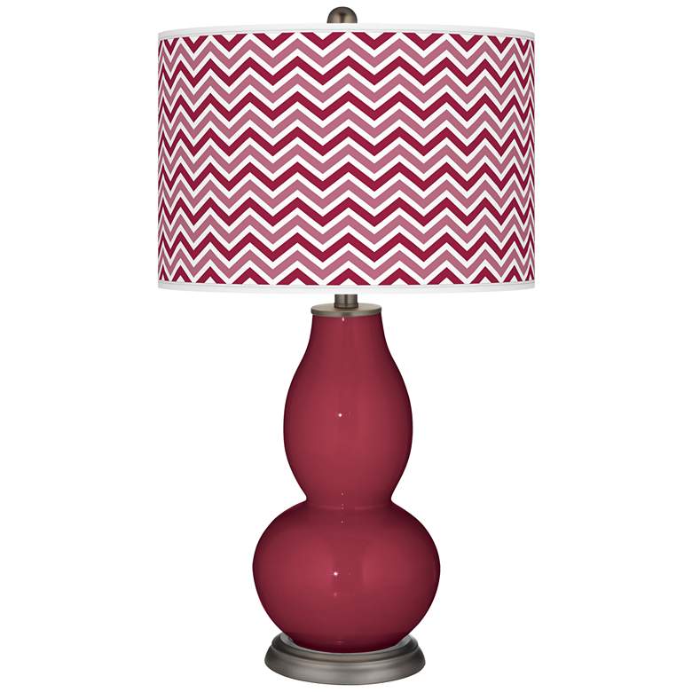 Image 1 Antique Red Narrow Zig Zag Double Gourd Table Lamp