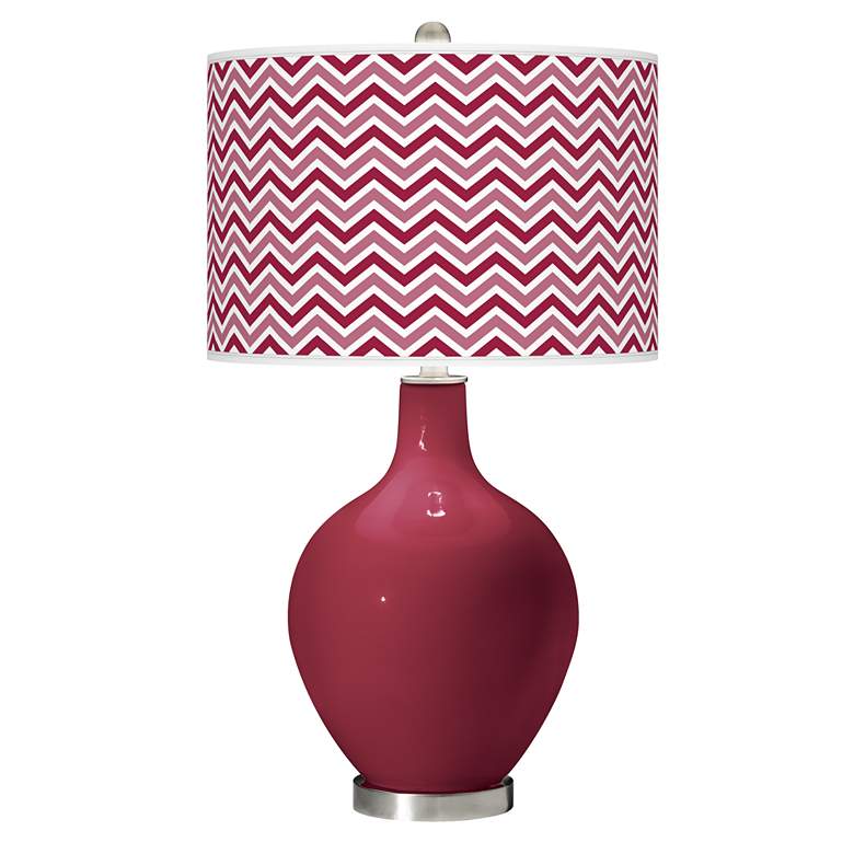 Image 1 Antique Red Narrow Zig Zag Ovo Table Lamp