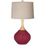 Antique Red Natural Linen Drum Shade Wexler Table Lamp