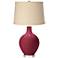 Antique Red Oatmeal Linen Shade Ovo Table Lamp