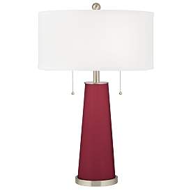 Image2 of Antique Red Peggy Glass Table Lamp With Dimmer