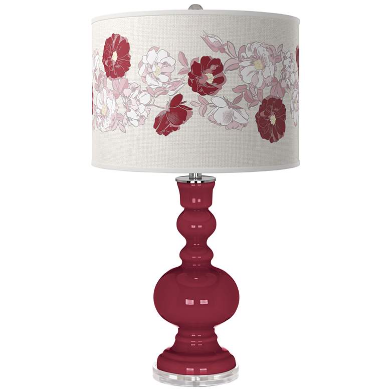 Image 1 Antique Red Rose Bouquet Apothecary Table Lamp