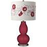 Antique Red Rose Bouquet Double Gourd Table Lamp