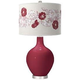 Image1 of Antique Red Rose Bouquet Ovo Table Lamp