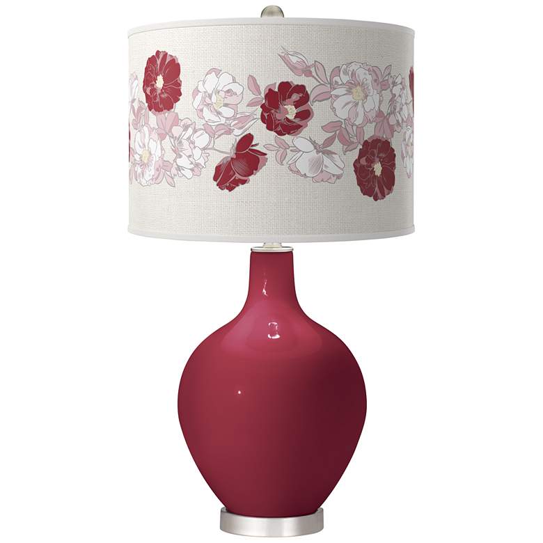 Image 1 Antique Red Rose Bouquet Ovo Table Lamp