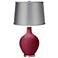 Antique Red - Satin Light Gray Shade Ovo Table Lamp