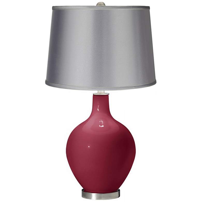 Image 1 Antique Red - Satin Light Gray Shade Ovo Table Lamp