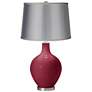 Antique Red - Satin Light Gray Shade Ovo Table Lamp