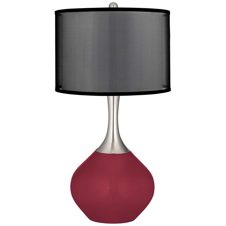 Image 1 Antique Red Spencer Table Lamp with Organza Black Shade