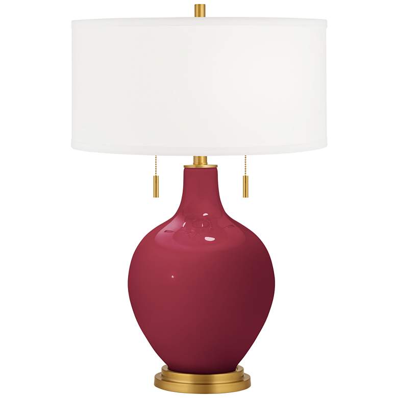 Image 2 Antique Red Toby Brass Accents Table Lamp with Dimmer