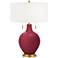 Antique Red Toby Brass Accents Table Lamp with Dimmer