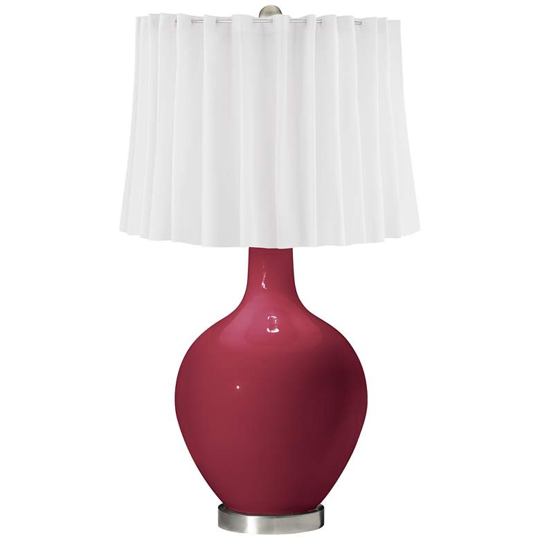 Image 1 Antique Red White Curtain Ovo Table Lamp