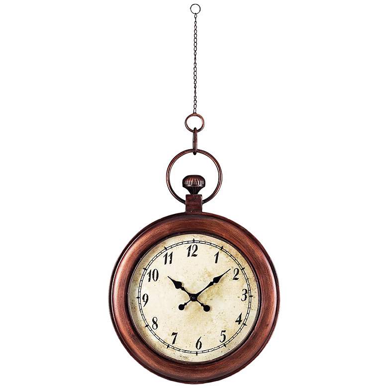 Image 1 Antique Reproduction 45 inch High Bronze Hanging Clock