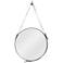 Antique Silver with Gray Hide Strap 26" x 43" Wall Mirror