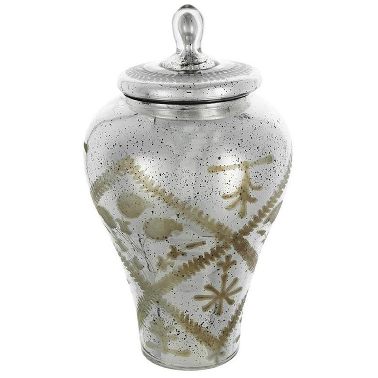 Image 1 Antique Style 12" Silver Glass Jar with Lid