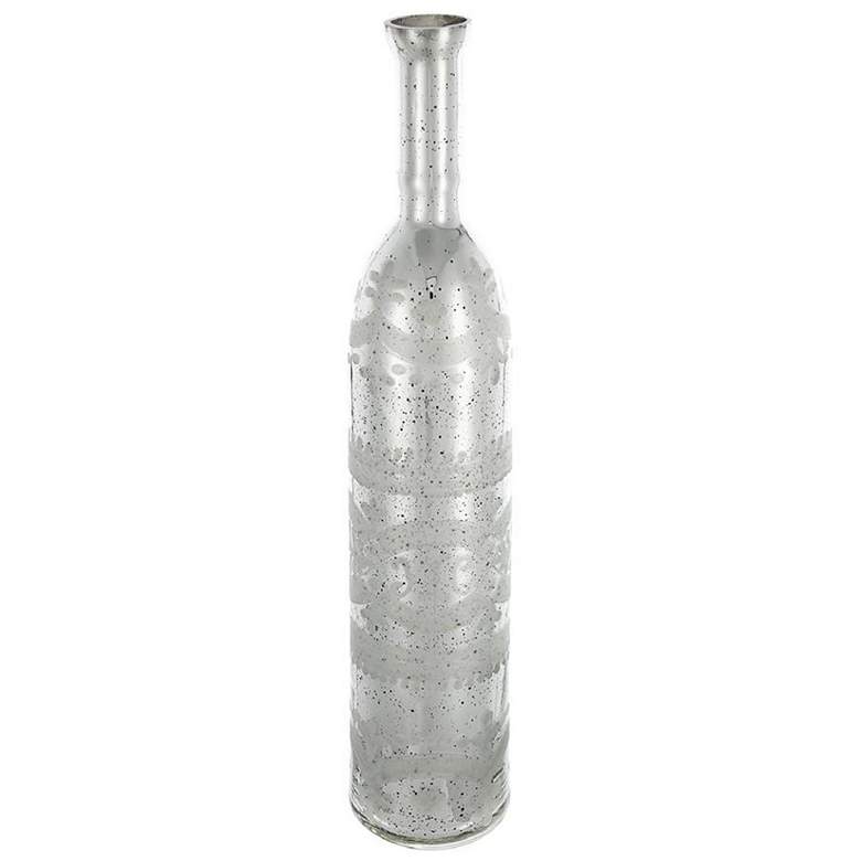 Image 1 Antique Style 25 inch Silver Glass Flower Vase with Etched Pattern