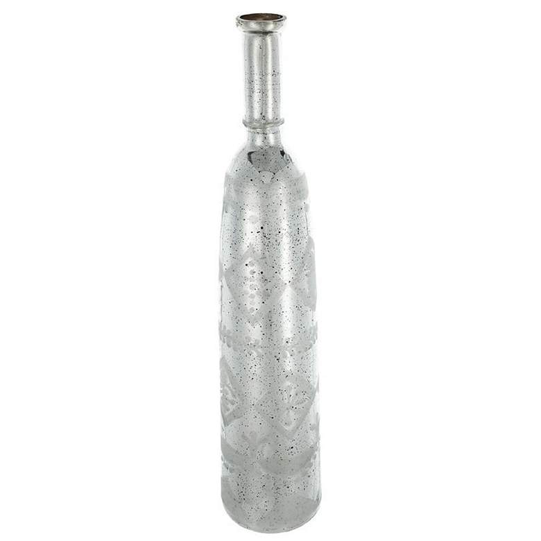 Image 1 Antique Style 29.9 inch Silver Tall Glass Flower Vase with Etched Pattern