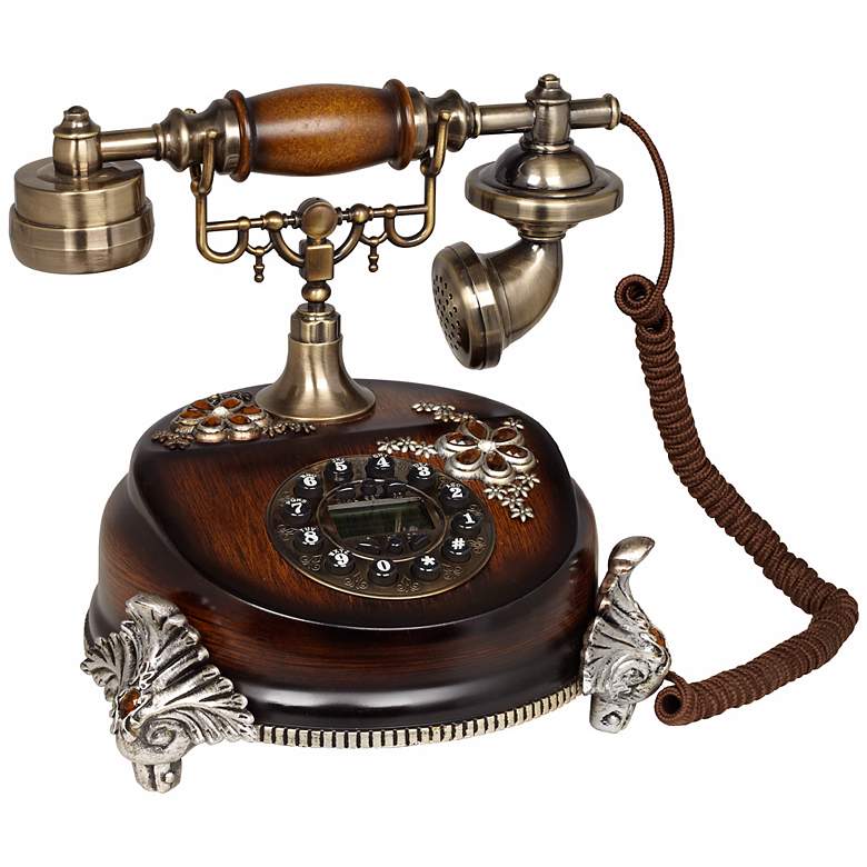 Image 1 Antique Style Brushed Nickel Cradle Telephone