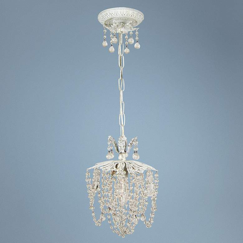 Image 1 Antique White Clear Crystal Accent Pendant Chandelier