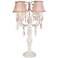 Antique White with Pink Crystal 4-Light Electric Candelabra
