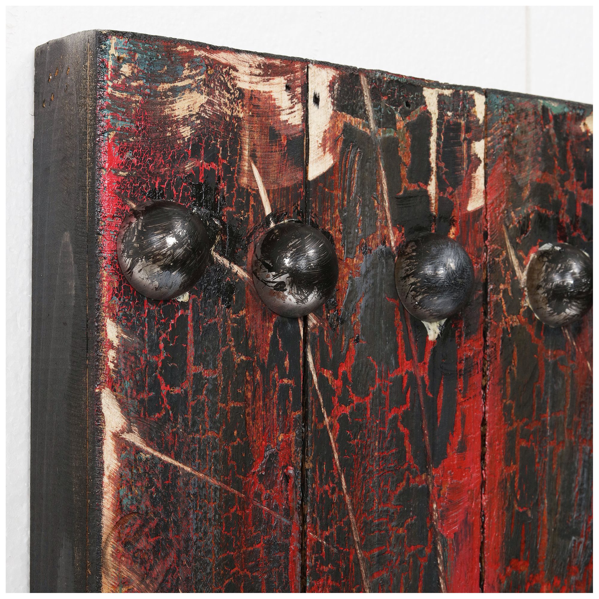 Image 7 Antique Wooden Doors 1" Hand-painted Iron Wall sculpture with Wood Fra more views