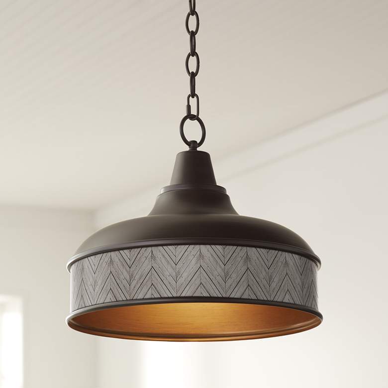 Image 1 Antique Woodwork Benson 15" Wide Bronze Pendant Light