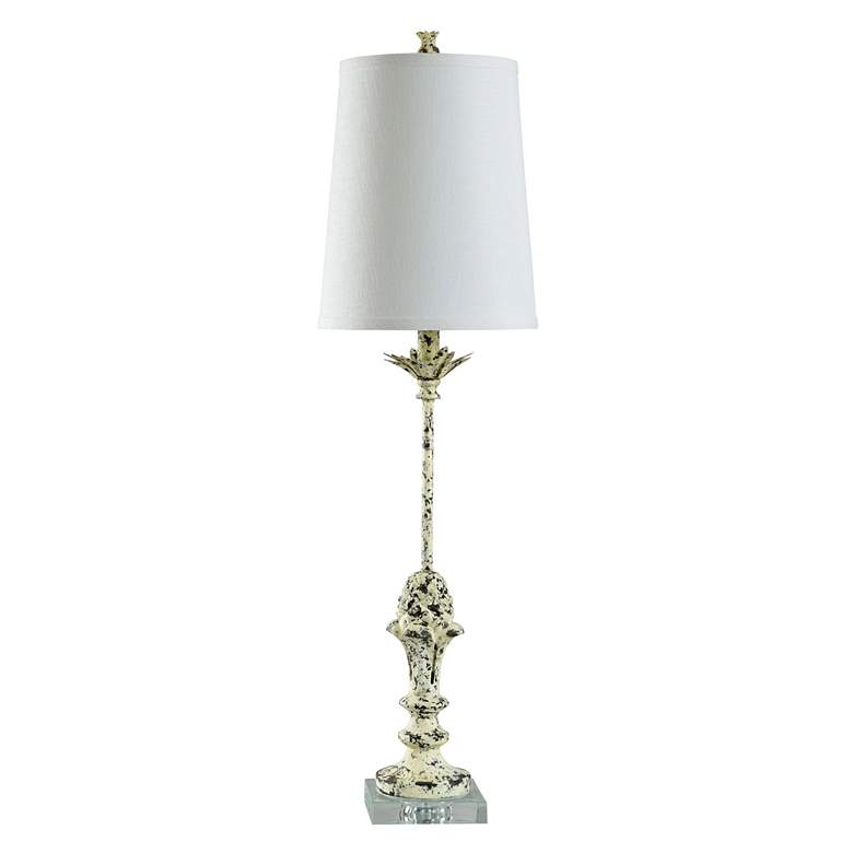 Image 1 Antiqued 34.25" High Off-White and Black Acrylic Table Lamp