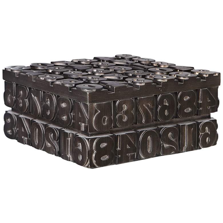 Image 1 Antiqued Bronze 11 1/4" Wide Vintage Typesetting Box