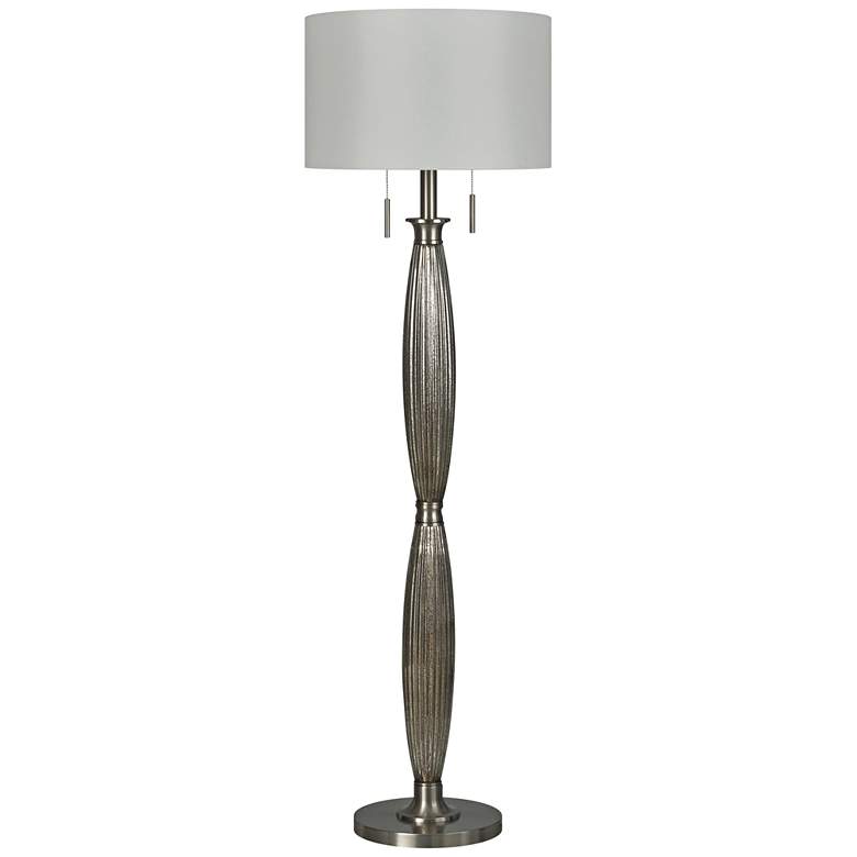 Image 1 Antiqued Mercury Ribbed Glass and Brushed Steel Floor Lamp